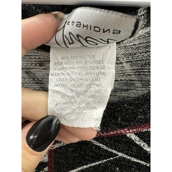 Artex Fashions Womens Dress Size Medium Long Sleeve Black Gray Abstract - Picture 6 of 12